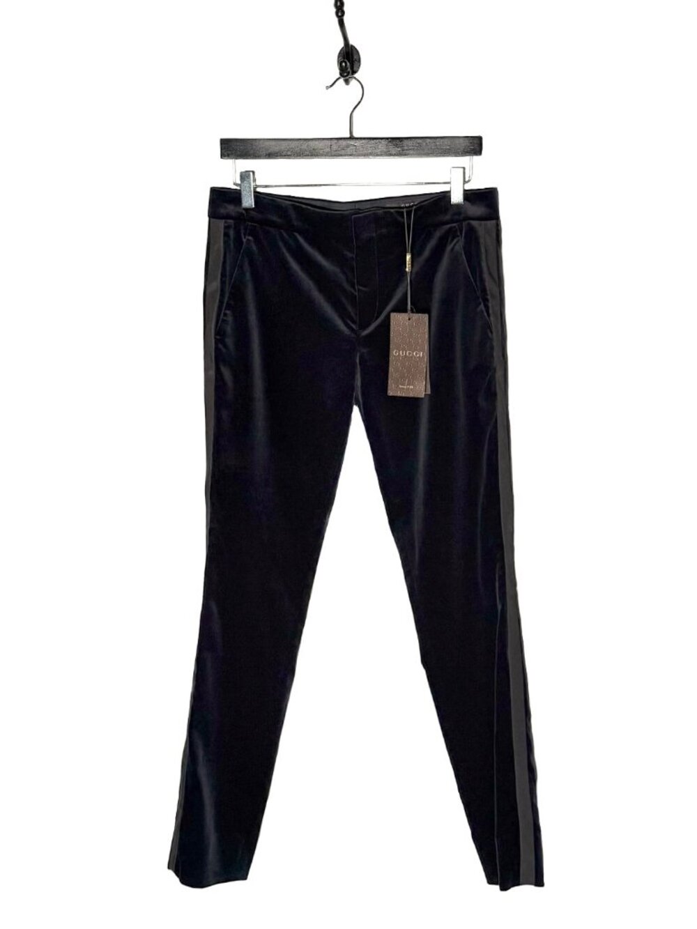 Gucci 2014 Blue Black Velvet Tuxedo Skinny Pants